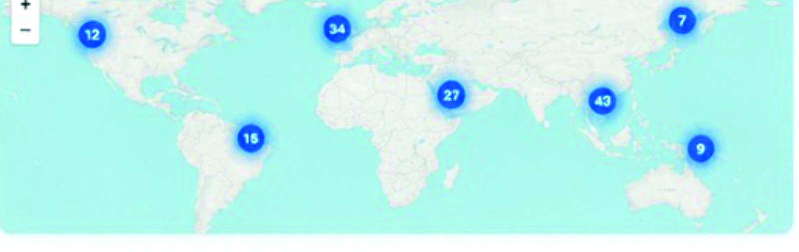 World map with listing clusters